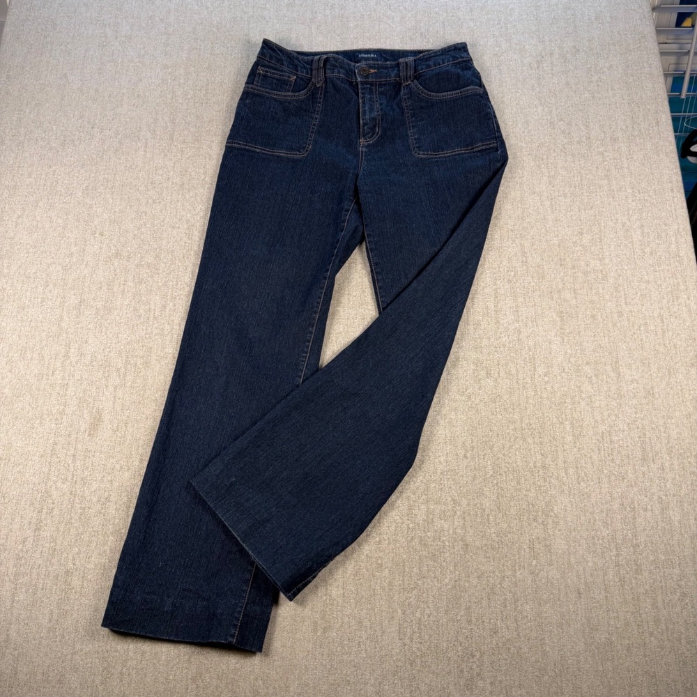 Sonoma Jeans Women 8 Dark Blue Wide Leg Embroidered Back Pocket Denim